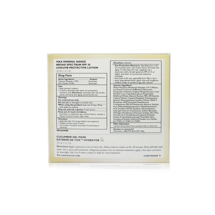 Peter Thomas Roth Summer All-Stars 2-Piece Sun Care Kit: Max Mineral Naked SPF 45 Protective Lotion 30ml + Cucumber Gel Mask 30ml (Exp. Date 02/2021) 2pcsProduct Thumbnail
