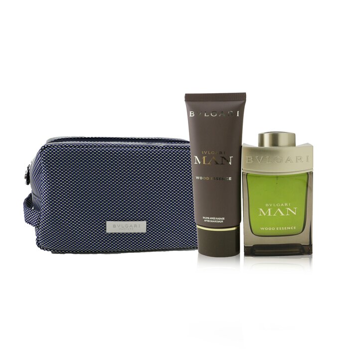 Bvlgari Man Wood Essence Coffret: Eau De Parfum Spray 100ml/3.4oz + After Shave Balm 100ml/3.4oz + Pouch 2pcs+PouchProduct Thumbnail