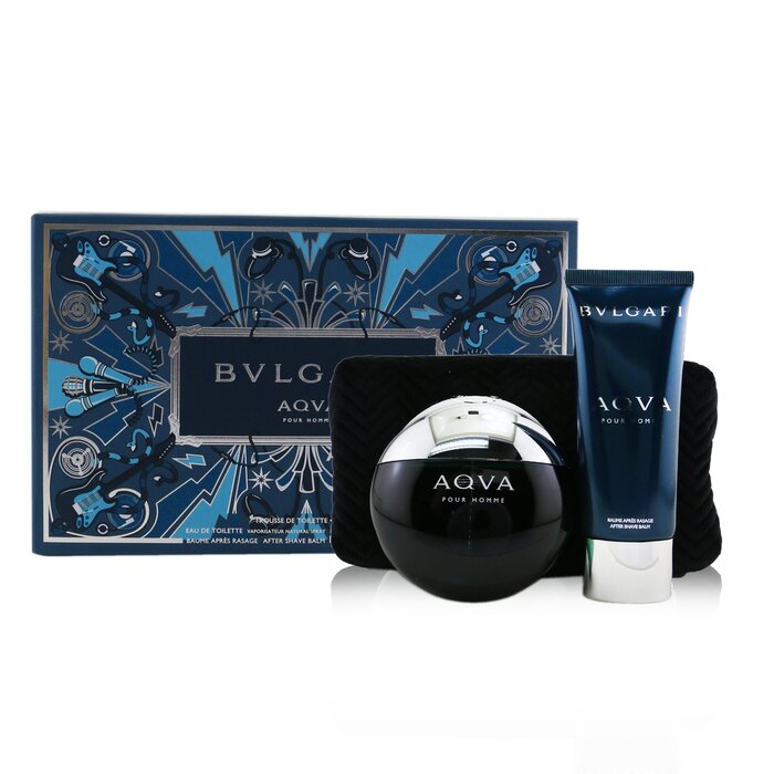 Bvlgari Aqva Pour Homme Coffret: Eau De Toilette Spray 100ml/3.4oz + After Shave Balm 100ml/3.4oz + Pouch 2pcs+PouchProduct Thumbnail