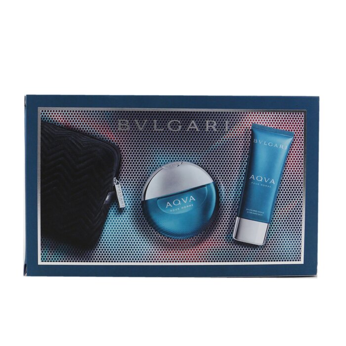 Bvlgari Aqva Pour Homme Coffret: Eau De Toilette Spray 100ml/3.4oz + After Shave Balm 100ml/3.4oz + Pouch 2pcs+PouchProduct Thumbnail
