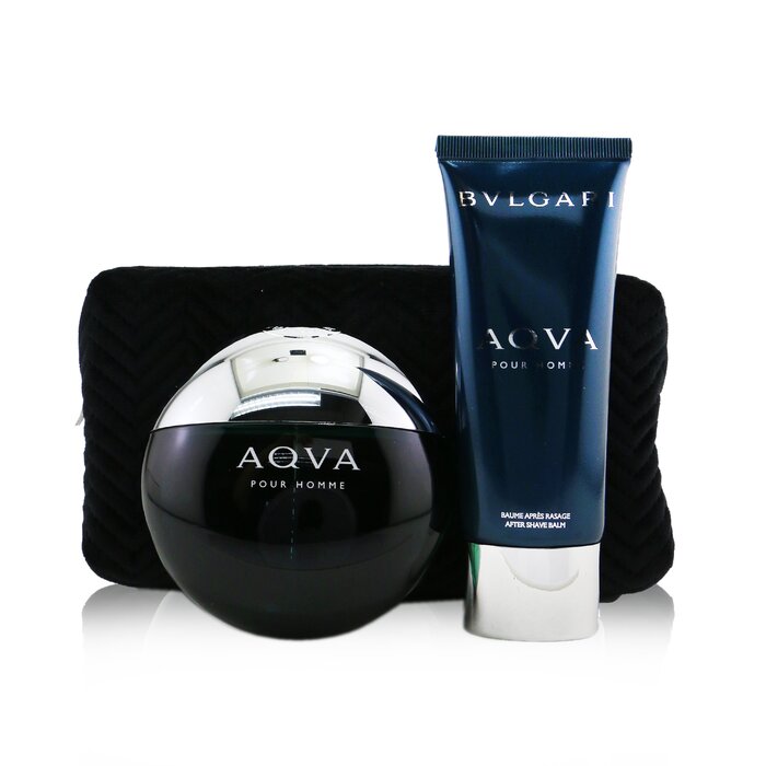 Bvlgari Aqva Pour Homme Coffret: Eau De Toilette Spray 100ml/3.4oz + After Shave Balm 100ml/3.4oz + Pouch 2pcs+PouchProduct Thumbnail