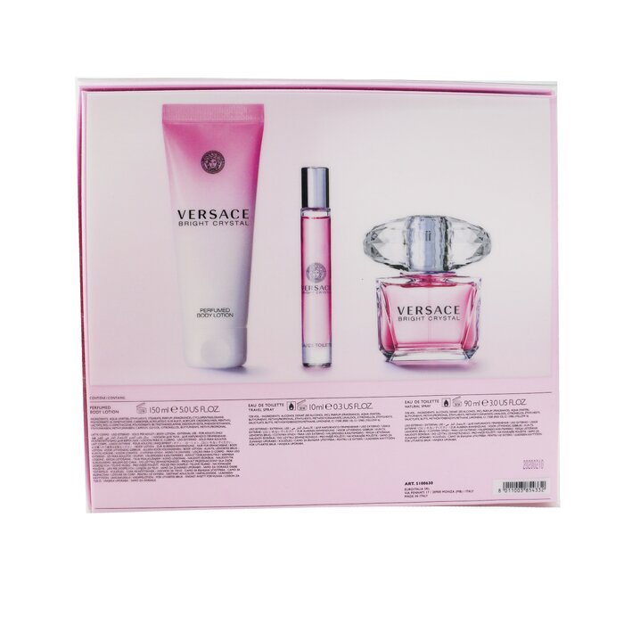 Versace Bright Crystal Coffret: Eau De Toilette Spray 90ml/3oz + Body Lotion 150ml/5oz + Eau De Toilette Spray 10ml/0.3oz 3pcsProduct Thumbnail