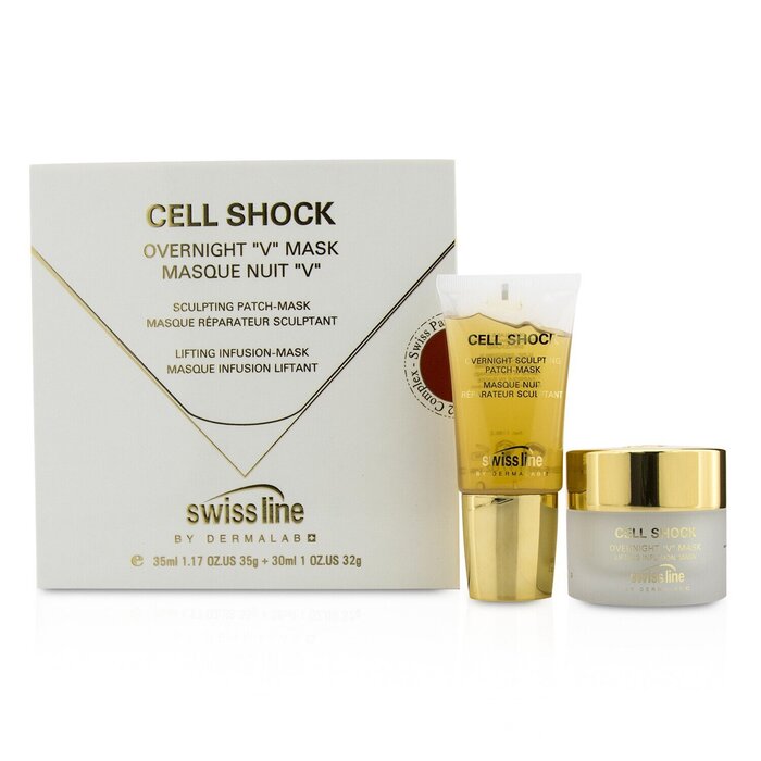 Swissline Cell Shock Overnight &quot;V&quot; Mask: Sculpting Patch-Mask 35ml/1.17oz + Lifting Infusion-Mask 30ml/1oz (Exp. Date 05/2021) 2pcsProduct Thumbnail