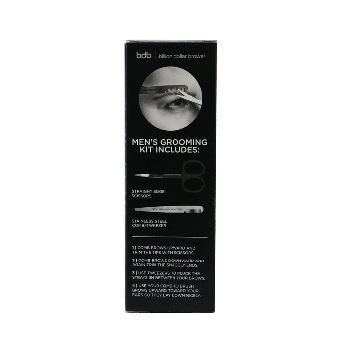 Billion Dollar Brows Men's Grooming Kit: Stainless Steel Comb/Tweezer + Straight Edge Scissor 2pcsProduct Thumbnail
