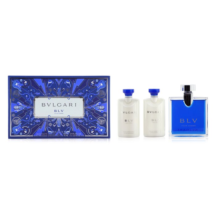 Bvlgari Blv Coffret: Eau De Toilette Spray 100ml/3.4oz + 2x After Shave Balm 75ml/2.5oz + Pouch 3pcs+PouchProduct Thumbnail