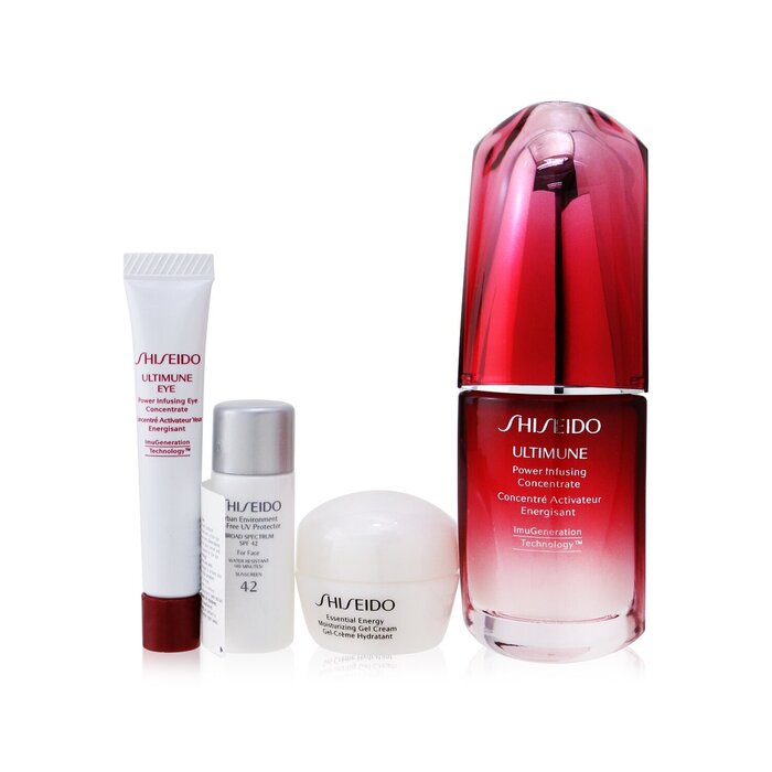 Shiseido Ultimate Hydrating Glow Set: Ultimune Power Infusing Concentrate 30ml + Moisturizing Gel Cream 10ml + Eye Concentrate 5ml + SPF 42 Sunscreen 7ml  4pcsProduct Thumbnail