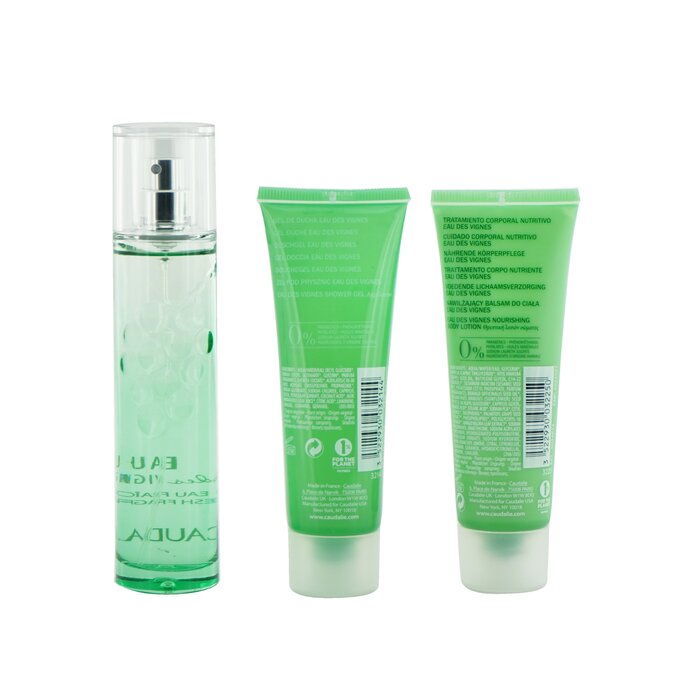 Caudalie Eau Des Vignes Christmas Coffret: Fresh Fragrance Spray 50ml + Shower Gel 50ml + Body Lotion 50ml (Green Line) 3pcsProduct Thumbnail