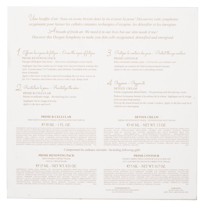 Valmont The Oxygen Symphony Set: Prime Renewing Pack 15ml + Prime B -Cellular 30ml + Prime Contour 5ml + Deto2x Cream 45ml 4pcsProduct Thumbnail