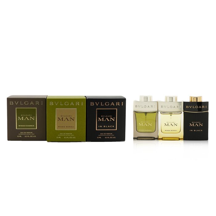 Bvlgari Man Coffret: In Black Eau De Parfum Spray + Wood Neroli Eau De Parfum Spray + Wood Essence Eau De Parfum Spray 3x15ml/0.5ozProduct Thumbnail