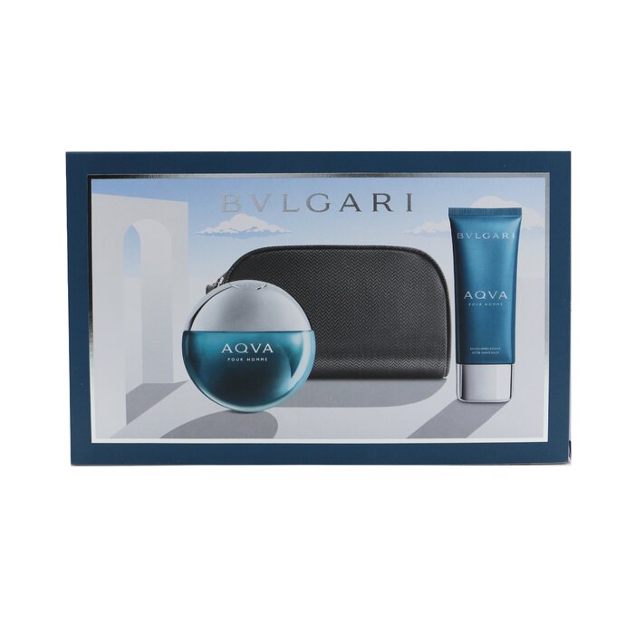 Bvlgari Aqva Pour Homme Coffret: Eau De Toilette Spray 100ml/3.4oz + After Shave Balm 100ml/3.4oz + Pouch 2pcs+PouchProduct Thumbnail
