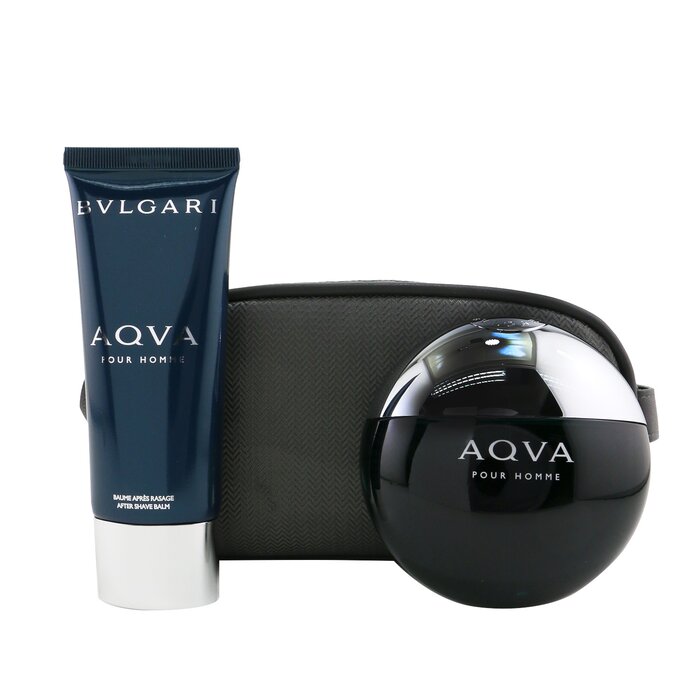 Bvlgari Aqva Pour Homme Coffret: Eau De Toilette Spray 100ml/3.4oz + After Shave Balm 100ml/3.4oz + Pouch 2pcs+PouchProduct Thumbnail