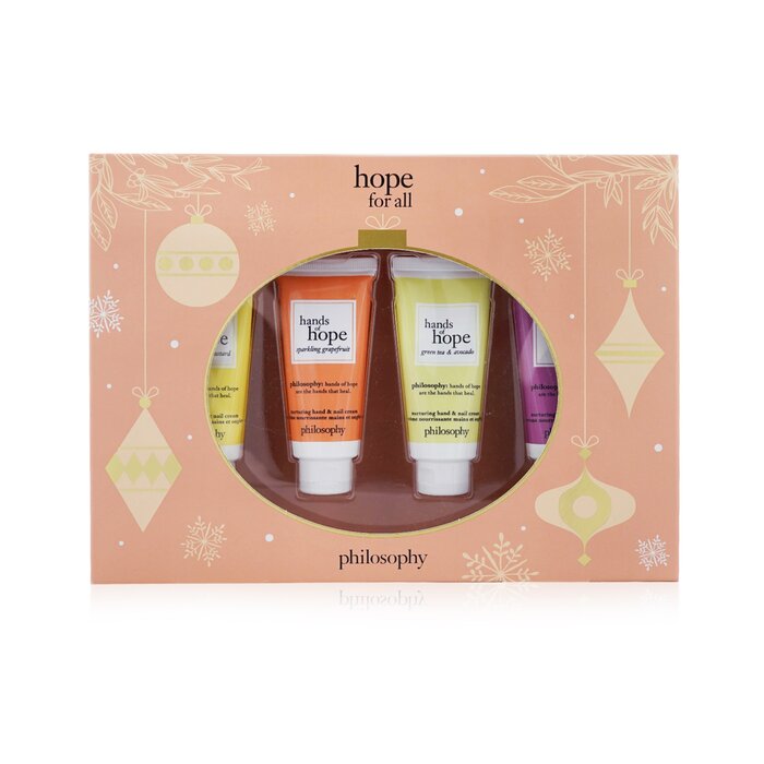 Philosophy Hope For All Nurturing Hand & Nail Cream 4-Pieces Set: Lemon Custard 30ml + Sparkling Grapefruit 30ml + Green Tea & Avocado 30ml + Berry & Sage 30ml 4x30ml/1ozProduct Thumbnail