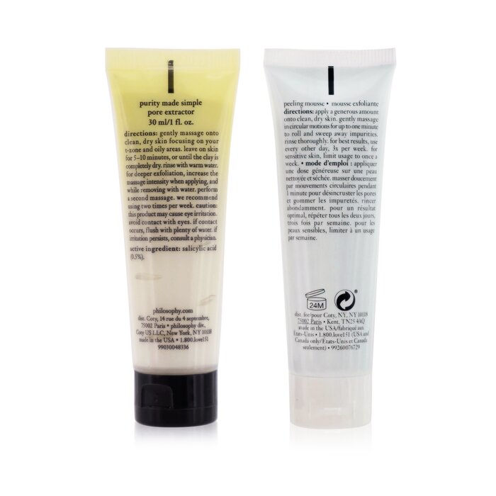 Philosophy Mask, Peel & Glow 2-Pieces Set: Purity Made Simple Pore Extractor 30ml + Renewed Hope In A Jar Peeling Mousse 30ml 2x30ml/1ozProduct Thumbnail