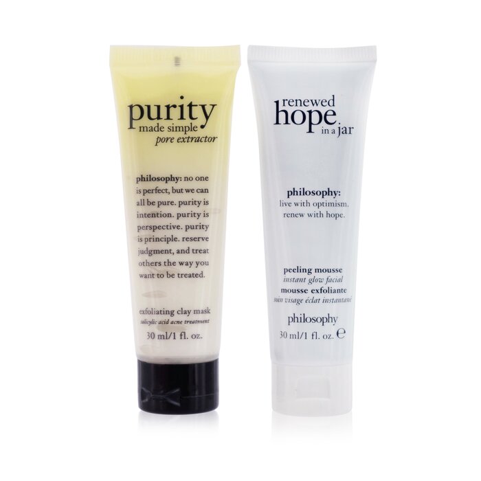 Philosophy Mask, Peel & Glow 2-Pieces Set: Purity Made Simple Pore Extractor 30ml + Renewed Hope In A Jar Peeling Mousse 30ml 2x30ml/1ozProduct Thumbnail