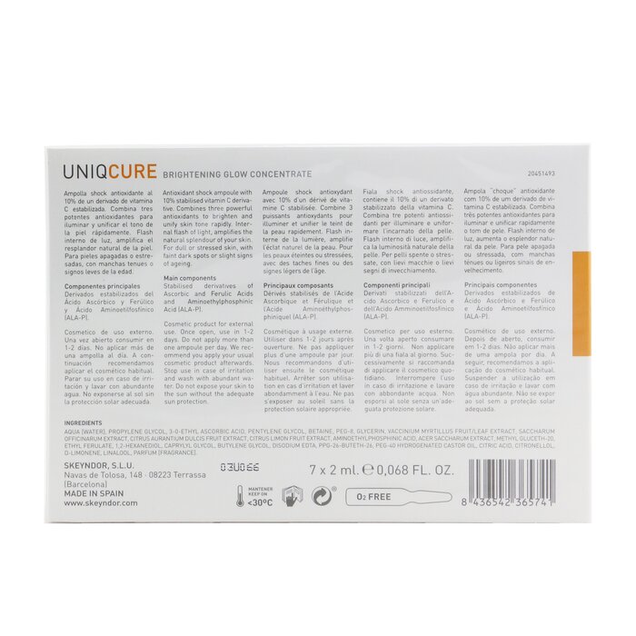 SKEYNDOR Uniqcure Concentrado Brillo Iluminador (Para Piel Opaca/Estresada, Con Manchas Oscuras/Signos Ligeros de Envejecimiento) 7x2ml/0.068ozProduct Thumbnail