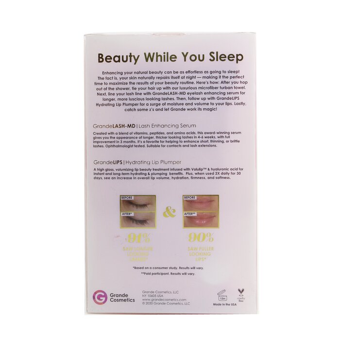 Grande Cosmetics (GrandeLash) Beauty While You Sleep Set: GrandeLASH MD 2ml + GrandeLIPS 2.4ml + Microfiber Turban Towel 3pcsProduct Thumbnail