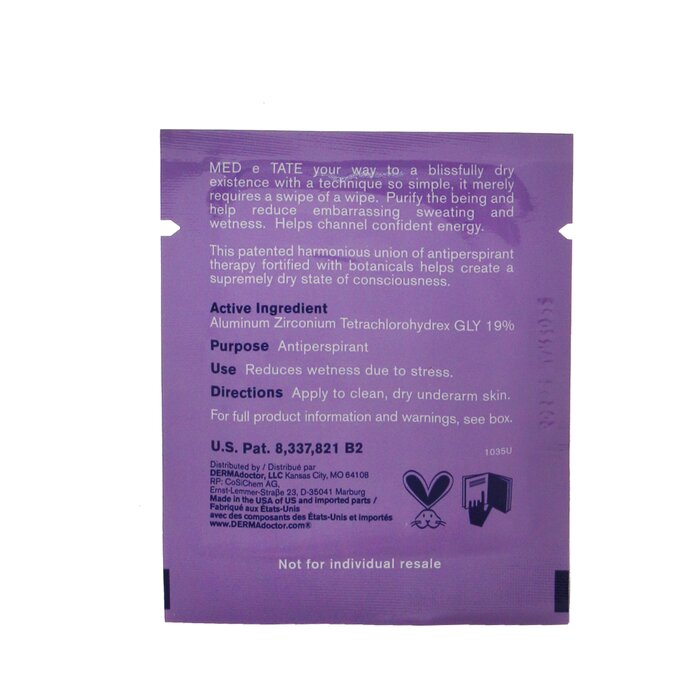 DERMAdoctor MED e TATE Antiperspirant Wipes (Box Slightly Damaged) 30 PackettesProduct Thumbnail