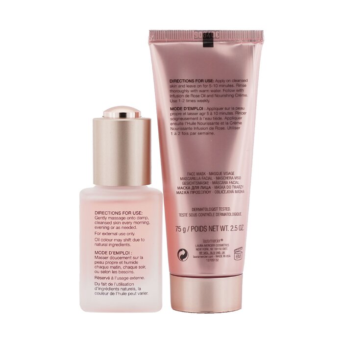 Laura Mercier Rose Ritual Purifying & Nourishing Glow Set: 1x Flawles Skin Infusion De Rose Purifying Clay Mask - 75g/2.5oz + 1x Flawless Skin Infusion De Rose Nourishing Oil - 30ml/1oz 2pcsProduct Thumbnail