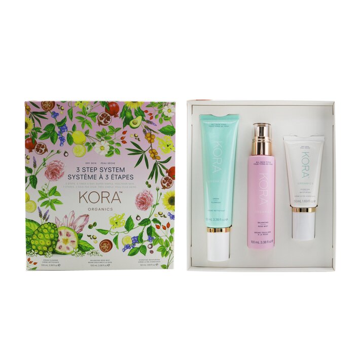 Kora Organics 3 Step System - Dry Skin: Cream Cleanser 100ml + Balancing Rose Mist 100ml + Hydrating Moisturizer 50ml 3pcsProduct Thumbnail