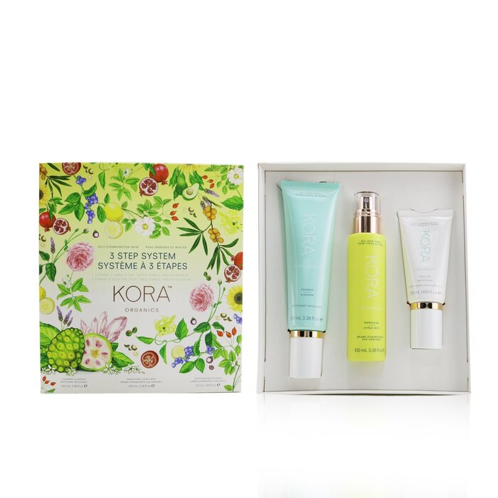 Kora Organics 3 Step System - Oily/Combination Skin: Foaming Cleanser 100ml+ Energizing Citrus Mist 100ml+ Purifying Moisturizer 50ml 3pcsProduct Thumbnail
