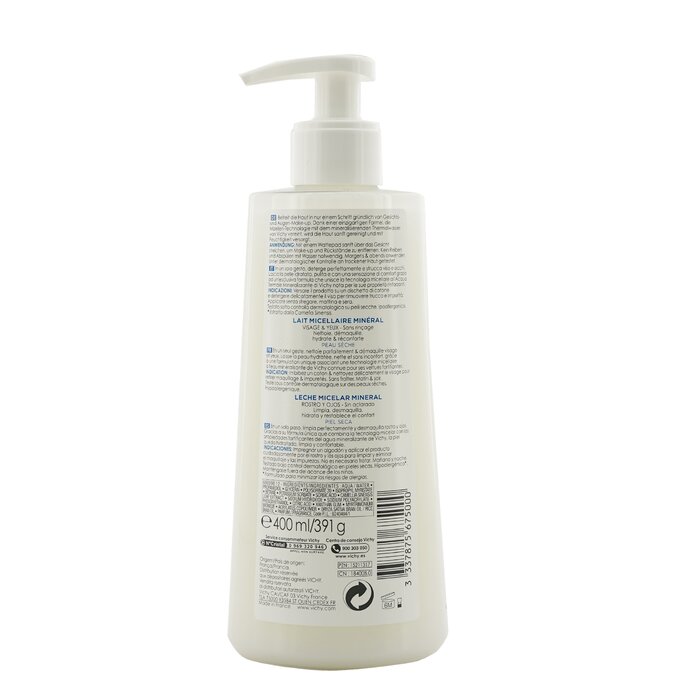 Vichy Purete Thermale Leche Micelar Mineral - Para Piel Seca 400ml/13.52ozProduct Thumbnail