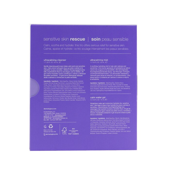 Dermalogica Sensitive Skin Rescue Kit: UltraCalming Cleanser 50ml/1.7oz + UltraCalming Mist 50ml/1.7oz + Calm Water Gel 15ml/0.5oz 3pcsProduct Thumbnail