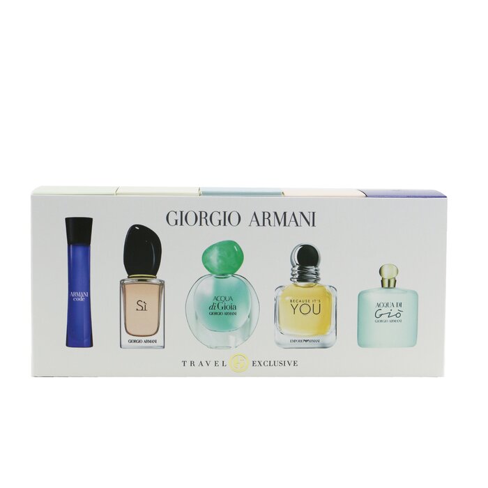 Giorgio Armani Miniature Coffret: Si EDP 7ml, Acqua Di Gioia EDP 5ml, Code Femme EDT 3ml, Acqua Di Gio EDP 5ml, Emporio Armani Because It's You EDP 7ml 5pcsProduct Thumbnail