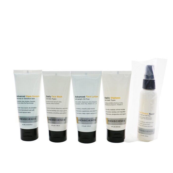 Menscience Menscience 5-Pieces Travel Set: Face Wash 59ml + Face Lotion 59ml + Shave Cream 57g + Post-Shave 59ml + Shampoo 59ml 5pcs+1bagProduct Thumbnail