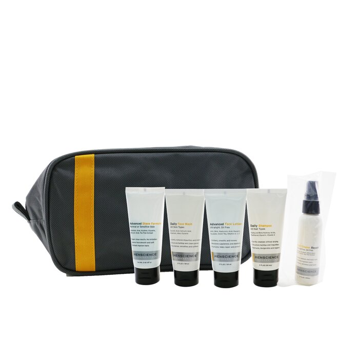 Menscience Menscience 5-Pieces Travel Set: Face Wash 59ml + Face Lotion 59ml + Shave Cream 57g + Post-Shave 59ml + Shampoo 59ml 5pcs+1bagProduct Thumbnail