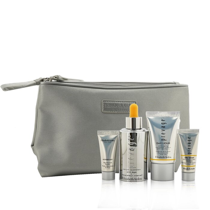 Prevage by Elizabeth Arden Prevage Intensive Repair Anti-Aging Solutions 4-Pieces Set: Intensive Repair Daily Serum 30ml + Moisture Cream SPF 30 15ml + City Smart Broad Spectrum SPF 50 5ml + Skin Renewal Booster 5ml + Bag 4pcs+1bagProduct Thumbnail