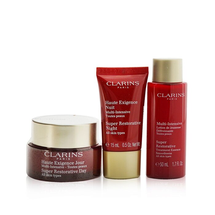 Clarins Super Restorative Collection: Day Cream 50ml+ Night Cream 15ml+ Treatment Essence 50ml+ Pouch  3pcs+1pouchProduct Thumbnail