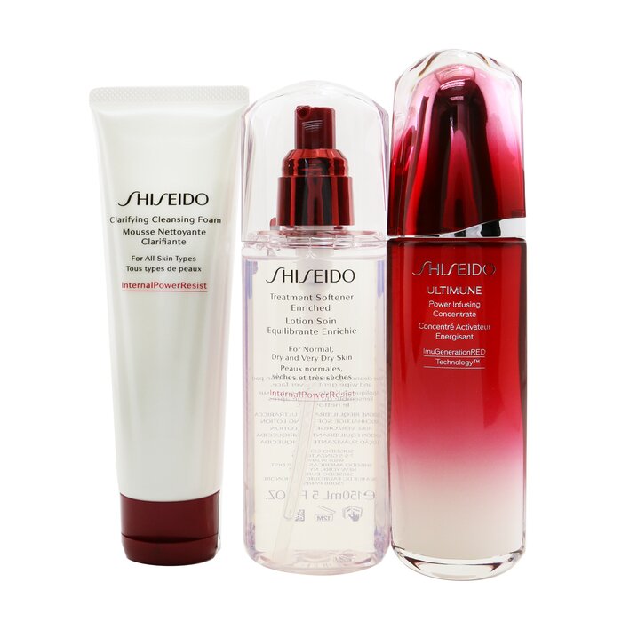 Shiseido Ultimune Defend Daily Care Set: Ultimune Power Infusing Concentrate 100ml + Clarifying Cleansing Foam 125ml + Treatment Softener Enriched 150ml  3pcsProduct Thumbnail