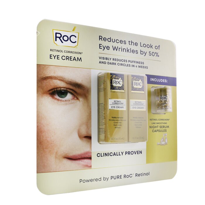 ROC Retinol Correxion Eye Cream Duo Set: 2x Eye Cream 15ml + Line Smoothing Night Serum 10capsules 3pcsProduct Thumbnail