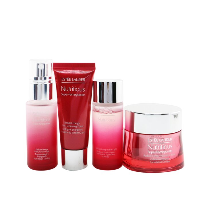雅诗兰黛 Estee Lauder 鲜活亮采红石榴套装：面霜 + 乳液 + 清润水 + 洁面乳(外包装轻微破损) 4pcs+2bagsProduct Thumbnail