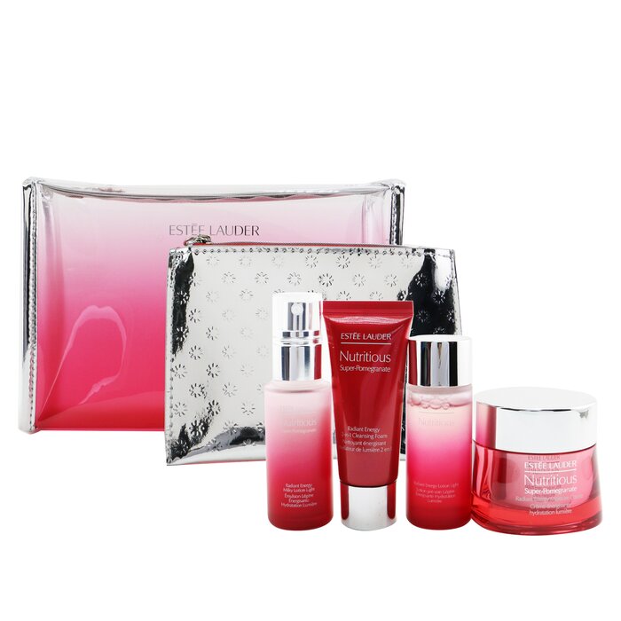 雅诗兰黛 Estee Lauder 鲜活亮采红石榴套装：面霜 + 乳液 + 清润水 + 洁面乳(外包装轻微破损) 4pcs+2bagsProduct Thumbnail