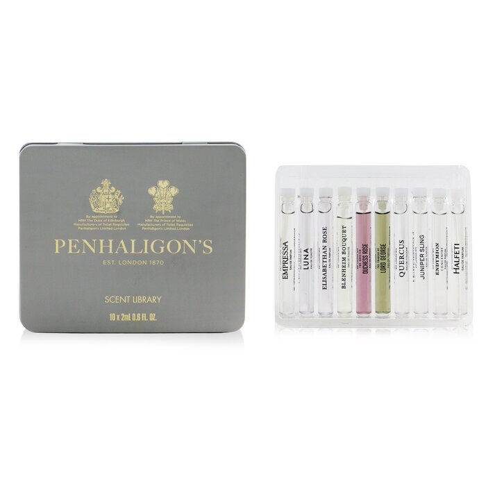 Penhaligon's Scent Library: Halfeti EDP, Empressa EDP, Luna EDT, Endymion Concentre EDP, Elisabethan Rose EDP, Blenheim Bouquet EDT, Juniper Sling EDT, Quercus EDC, The Tragedy Of Lord George EDP, The Coveted Duchess Rose EDP 10x2ml/0.6ozProduct Thumbnail