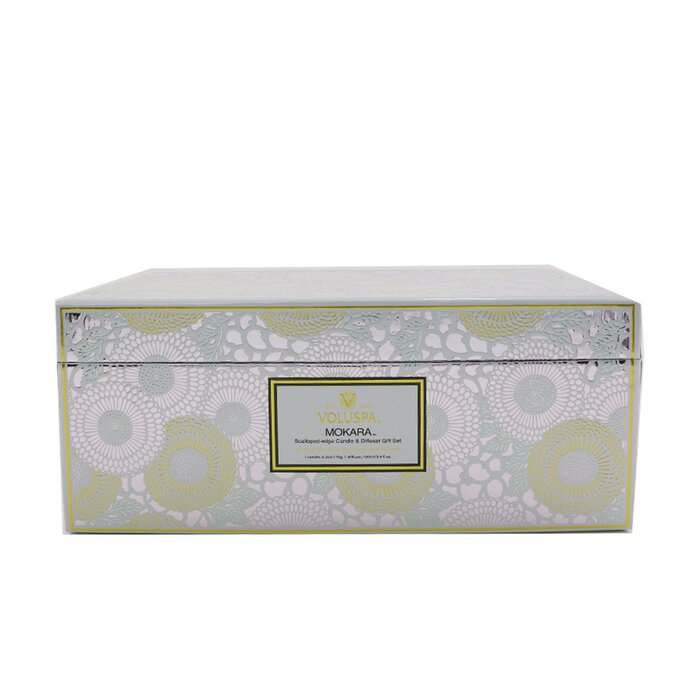 Voluspa Scalloped Edge Candle & Reed Diffuser Coffret - Mokara 2pcsProduct Thumbnail
