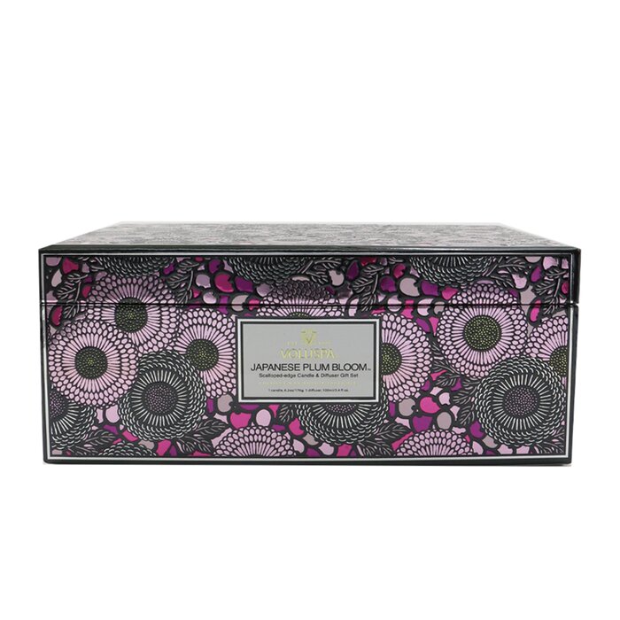 Voluspa Scalloped Edge Candle & Reed Diffuser Coffret - Japanese Plum Bloom 2pcsProduct Thumbnail