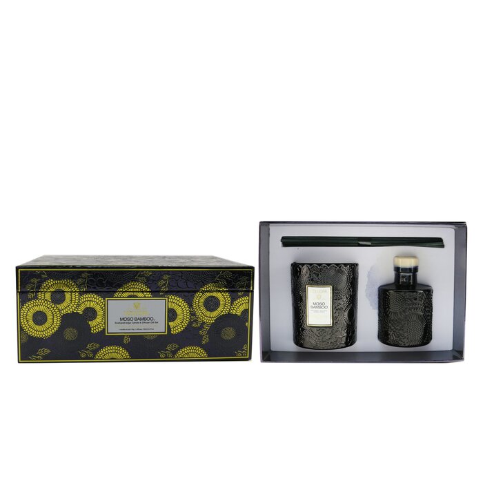 Voluspa Scalloped Edge Candle & Reed Diffuser Coffret - Moso Bamboo 2pcsProduct Thumbnail
