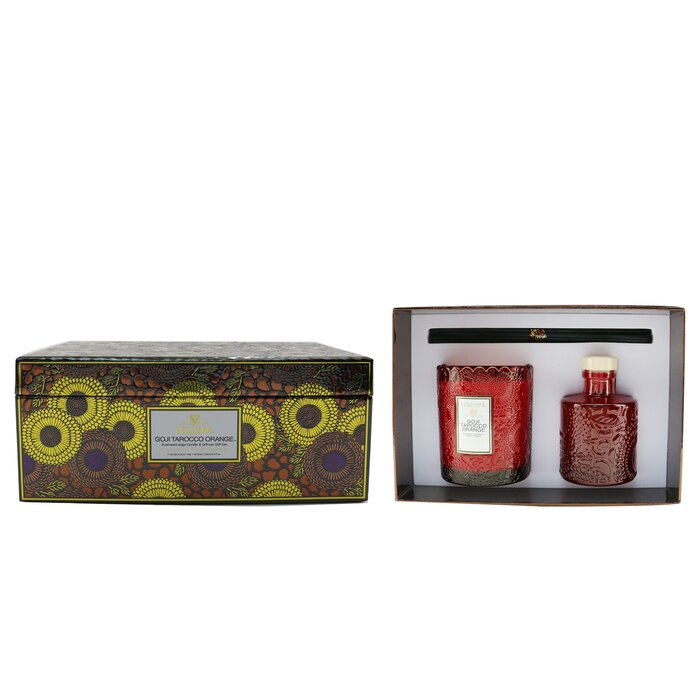 Voluspa Scalloped Edge Candle & Reed Diffuser Coffret - Goji Tarocco Orange 2pcsProduct Thumbnail