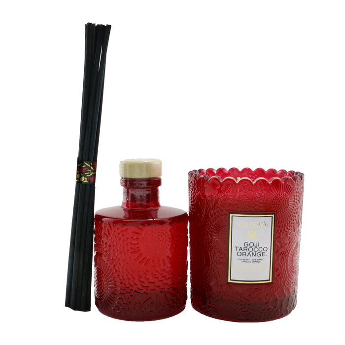 Voluspa Scalloped Edge Candle & Reed Diffuser Coffret - Goji Tarocco Orange 2pcsProduct Thumbnail