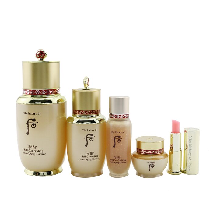 Whoo (The History Of Whoo) Bichup Special Set: Bichup Self-Generating Anti-Aging Essence (50ml+20ml) + Ja Yoon Cream 8ml + First Care Moisture Anti-Aging Essence 15ml + Glow Lip Balm SPF 10 5pcsProduct Thumbnail