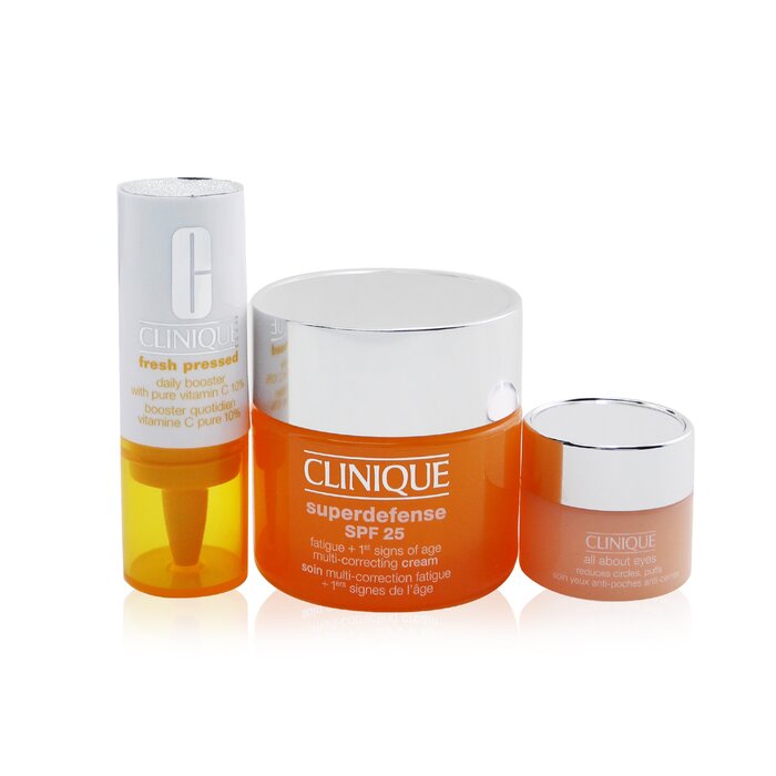 Clinique Derm Pro Solutions (For Tired Skin): Superdefense SPF 25 50ml+ Fresh Pressed Daily Booster 8.5ml+ All About Eye 5ml  3pcsProduct Thumbnail