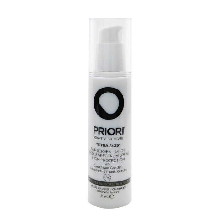 Priori TETRA fx251 Sunscreen Lotion Broad Spectrum SPF 50 (Color Guide & 80 Min Water Resistant) 50ml/1.69ozProduct Thumbnail