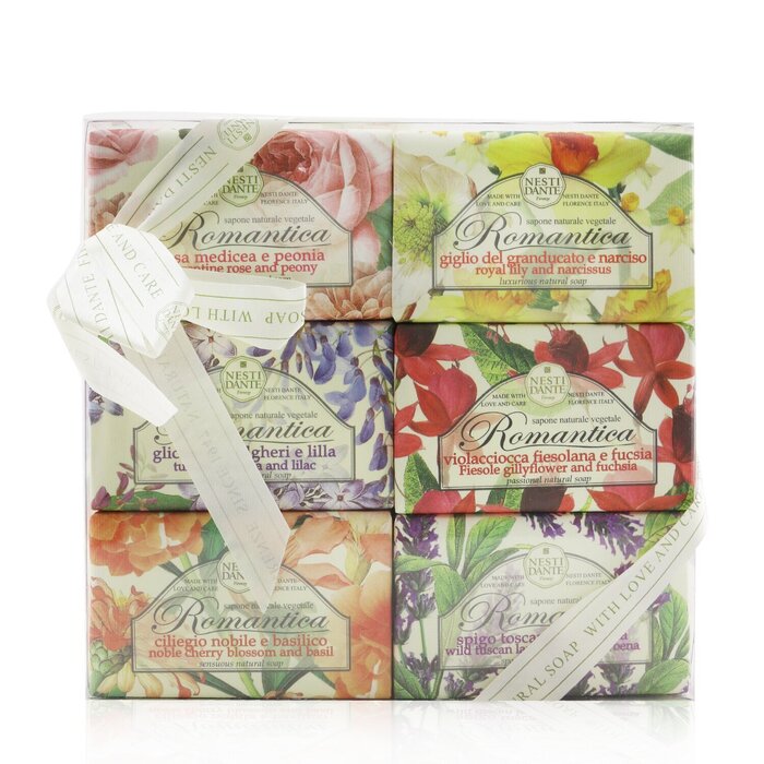 Nesti Dante Romantica The Collection Soap Set: (Florentine Rose & Peony + Royal Lily & Narcissus + Tuscan Wisteria & Lilac + Fiesole Gillyflower & Fuchsia + Noble Cherry Blossom & Basil + Wild Tuscan Lavender & Verbena)  6x 150g/5.3ozProduct Thumbnail