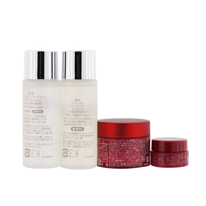 SK II Pitera Experience Kit 2: Clear Lotion 30ml + Facial Treatment Essence 30ml + Skinpower Cream 15g + Skinpower Eye Cream 2.5g 4pcsProduct Thumbnail