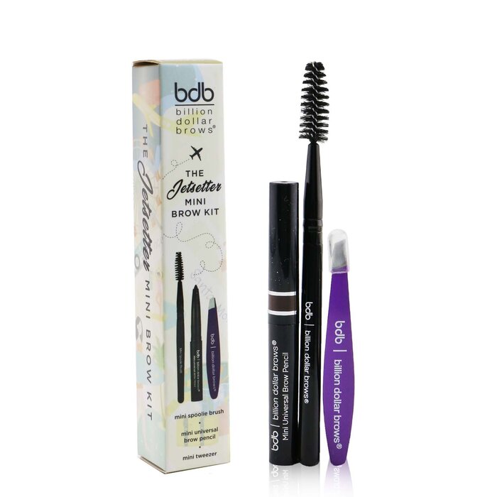 Billion Dollar Brows The Jet Setter Kit (Mini Universal Brow Pencil + Mini Tweezer + Mini Spoolie Brush) 3pcsProduct Thumbnail