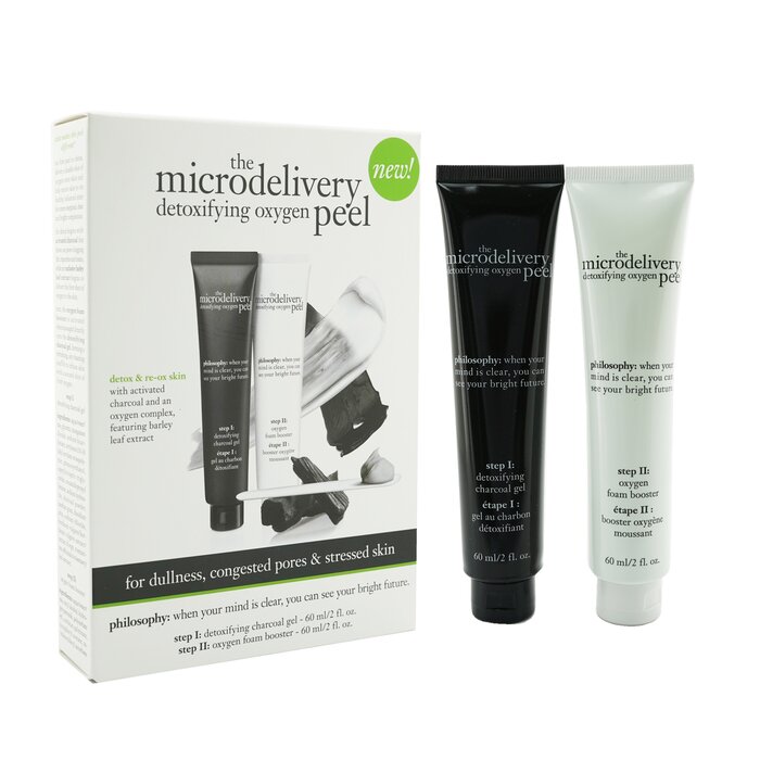 Philosophy The Microdelivery Detoxifying Oxygen Peel: Detoxifying Charcoal Gel 60ml + Oxygen Foam Booster 60ml 2pcsProduct Thumbnail