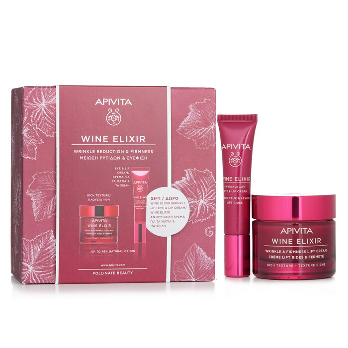 Apivita Wine Elixir Wrinkle Reduction & Firmness (Rich Texture) Gift Set: Rich Cream 50ml+ Eye & Lip Cream 15ml  2pcsProduct Thumbnail