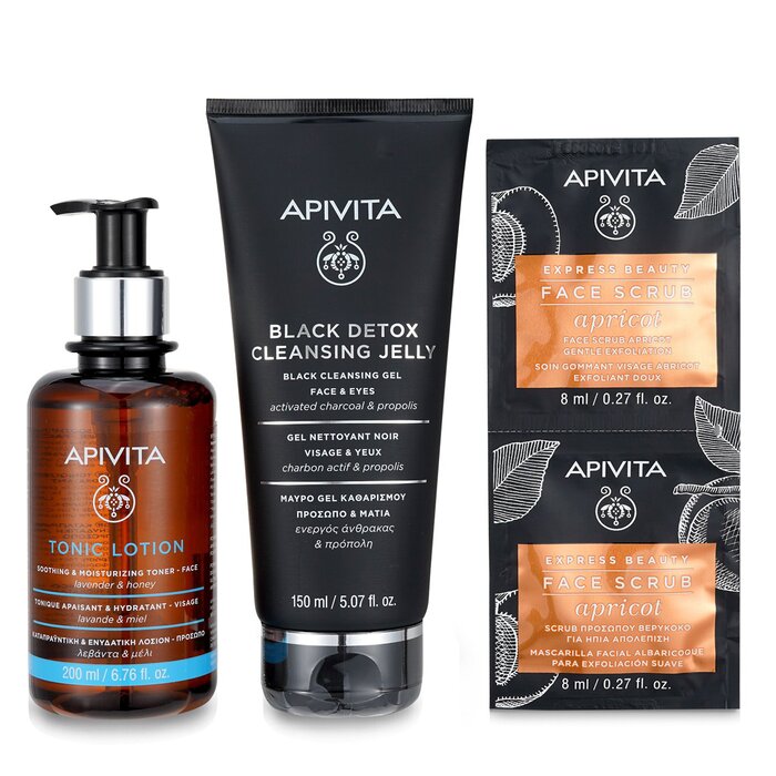 Apivita Is It Clear? Cleansing & Soothing Set: Cleansing Jelly 150ml+ Tonic Lotion 200ml+ Face Scrub with Apricot 2x8ml  3pcsProduct Thumbnail